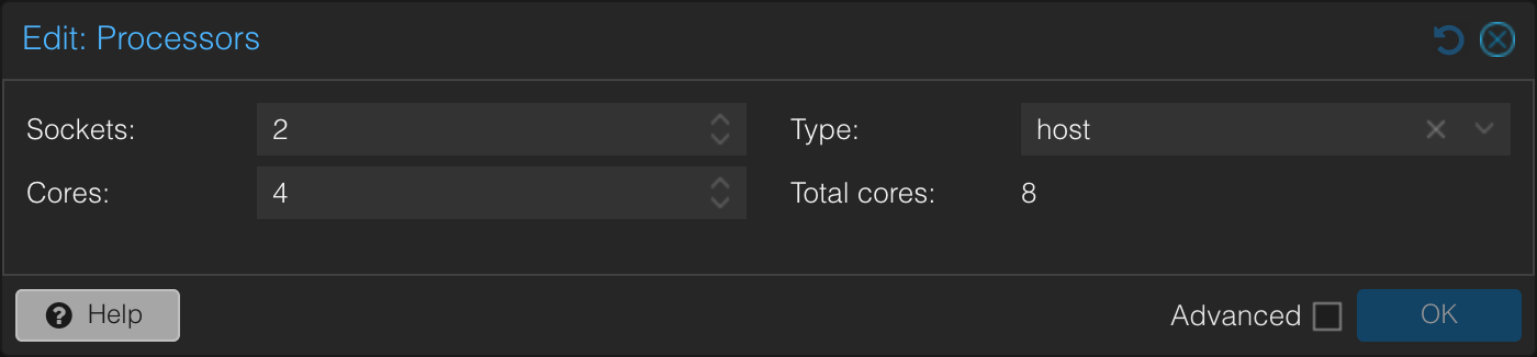 ProxmoxのVMのCPU設定