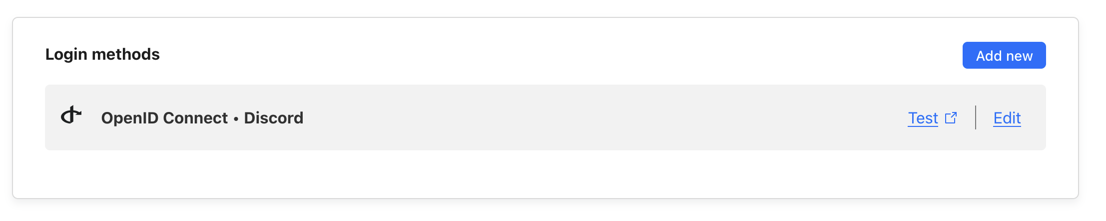Login Methodsの項目。右上に"Add New"がある